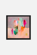 Modern square abstract painting in coral pink