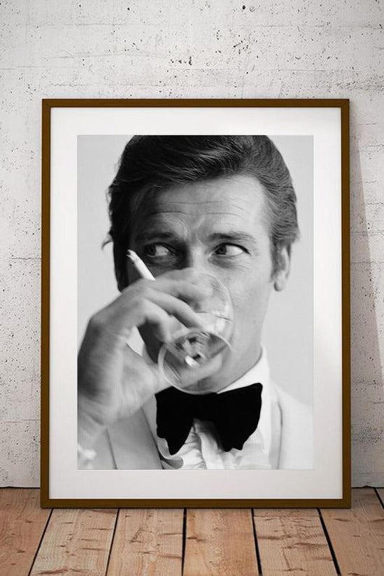 Roger Moore Print - Shaken Not Stirred 1968 - James Bond 007 - Vintage Art print