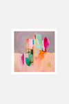 Modern square abstract painting in coral pink